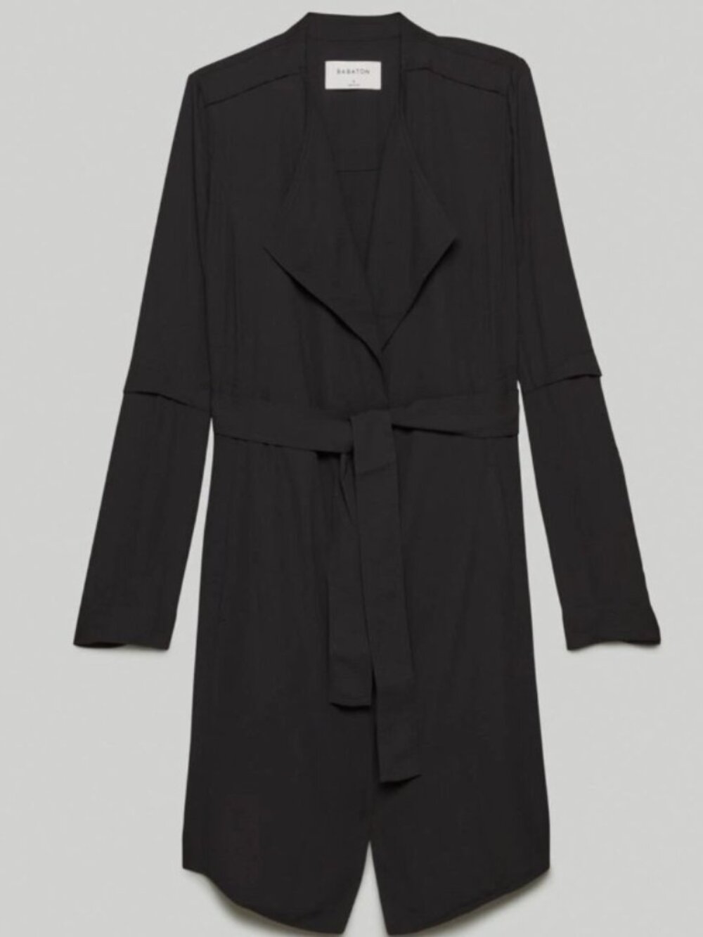 Aritzia Babaton Black Flowy Light Trench Coat with Belt Size S